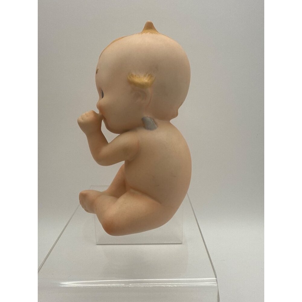 Vintage Lefton Kewpie Baby Sucking Thumb Bisque Blue Wing Figurine 4.5 in Tall - Picture 4 of 7